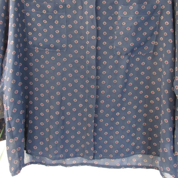 Womens Top Sz M Semi Sheer Button Front 3/4 Sleeve - Picture 3 of 11